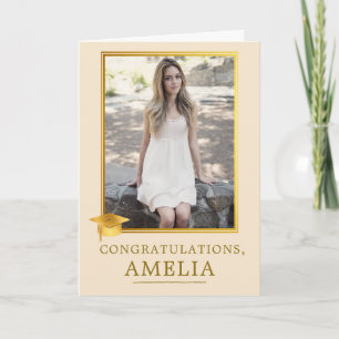 Elegant Gold Photo Graduation Congratulations Card