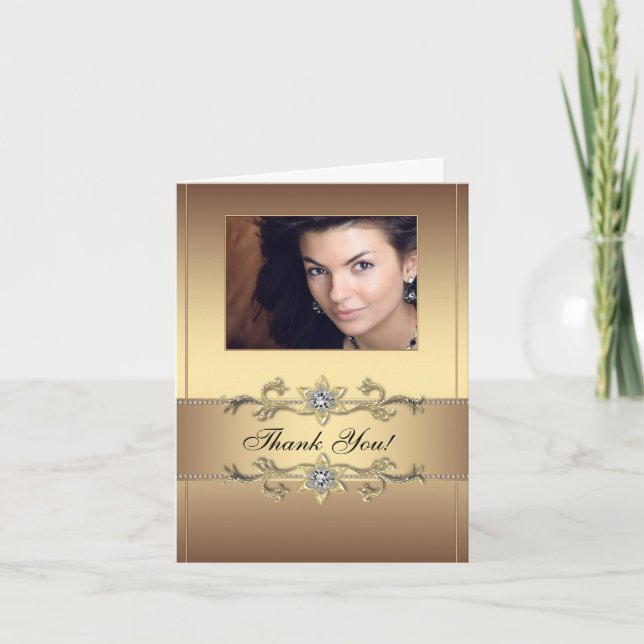 Elegant Gold Photo Thank You Cards (Front)