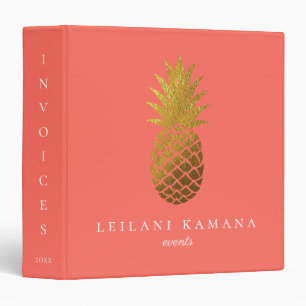 Elegant Gold Pineapple Coral Binder