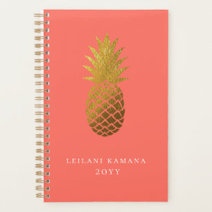 Elegant Gold Pineapple   Coral Planner