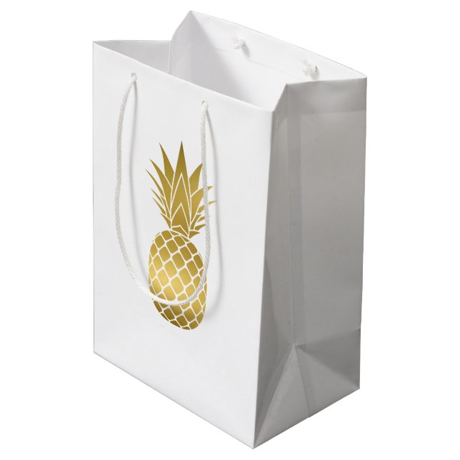 Elegant Gold Pineapple Gift Bag (Back Angled)