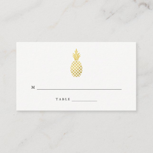 Elegant Gold Pineapple Wedding Escort Cards (Front)