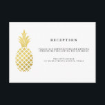 Elegant Gold Pineapple Wedding Reception Enclosure Card<br><div class="desc">These trendy wedding reception insert cards have a faux gold pineapple on a white background. The back of the card has matching faux gold stripes,  but you can remove these and leave the back blank if you wish,  by customizing the item. Please contact me if you need any help.</div>
