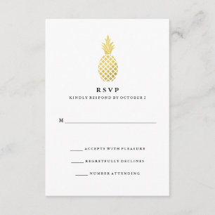 Elegant Gold Pineapple Wedding RSVP Card