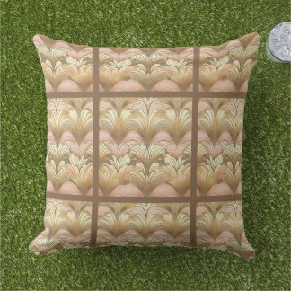 Elegant Gold, Pink and White Shell Pattern Outdoor Pillow