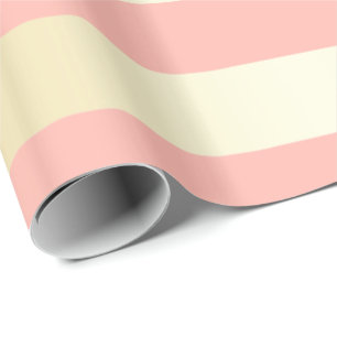Elegant Gold & Pink Christmas Stripe Pattern Wrapping Paper