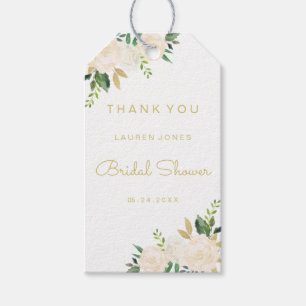Elegant Gold Pink Floral Bridal Shower Tags