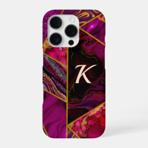 Elegant gold pink purple glitter girly iPhone 16 pro case