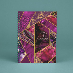 Elegant gold pink purple glitter girly sketchbook notebook