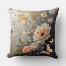 Elegant Gold, Pink with flowers throw