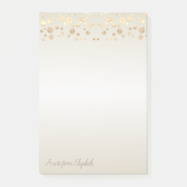 Elegant  Gold Polka Dots,Confetti-Personalized Post-it Notes (Front)