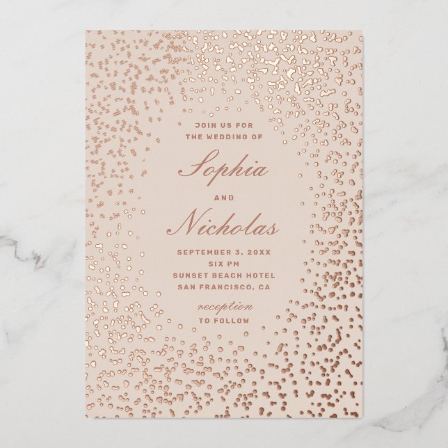 Elegant gold polka dots. Ivory blush wedding (Front)