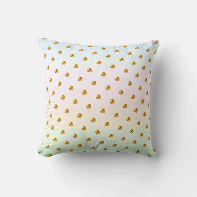 Elegant Gold Polka Dots on Pastel Colours Throw Pillow (Front)