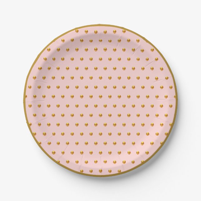 Elegant Gold Polka Dots Paper Plate (Front)