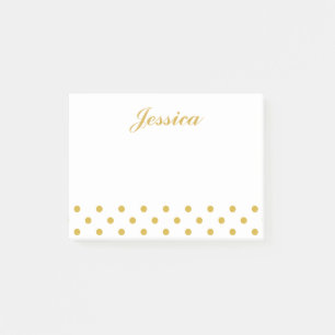Elegant Gold Polka Dots Personalized Name Post-it Notes