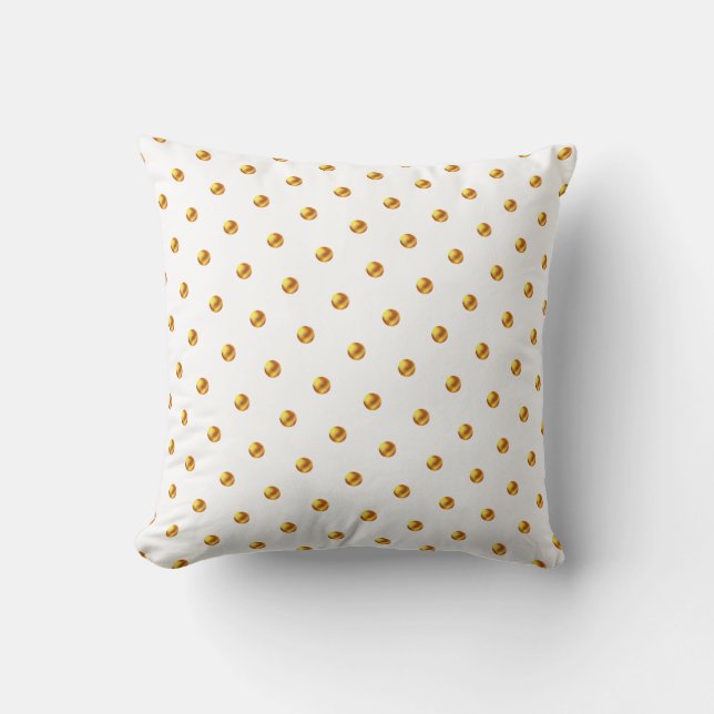 Elegant Gold Polka Dots Throw Pillow (Front)