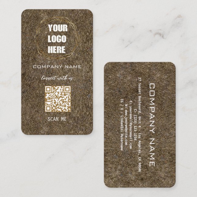 Elegant Gold Professional Design Modern QR Code  Business Card (Front/Back)