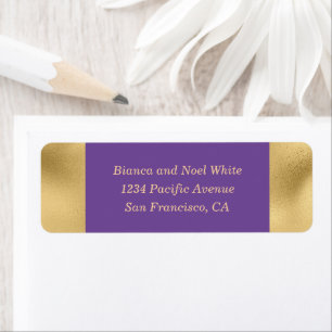 Élégant Gold Purple Adresse de retour Étiquettes