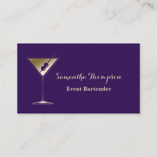 Elegant Gold Purple Événement Bartender Carte de v