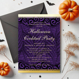 Elegant Gold Purple Lace Halloween Cocktail Party