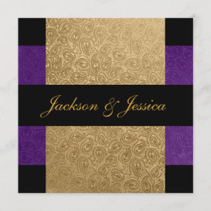 Elegant Gold Purple Paisley Engagement Party Invitation