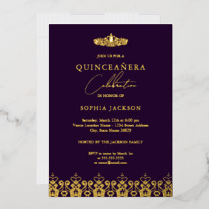 Elegant Gold Purple Tiara Quinceanera