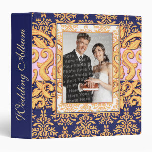 Elegant Gold, Purple & White Gilded Damask Album Binder