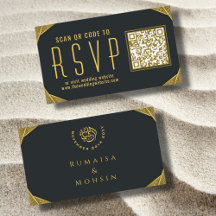 Elegant Gold QR Code RSVP Islamic Wedding Website