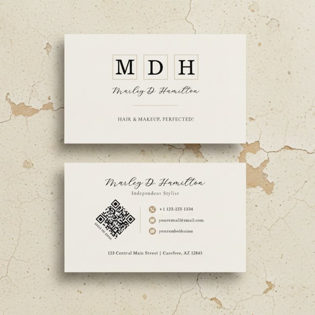 Elegant Gold QR Code Stylist Business Card (Creator Uploaded)