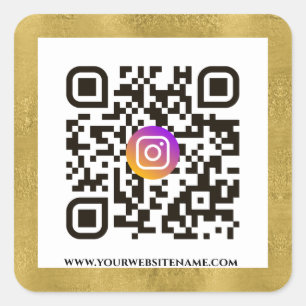 Elegant Gold QR Code URL Template Business  Square Sticker