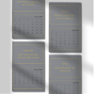 Elegant Gold Quote Calendar 2026
