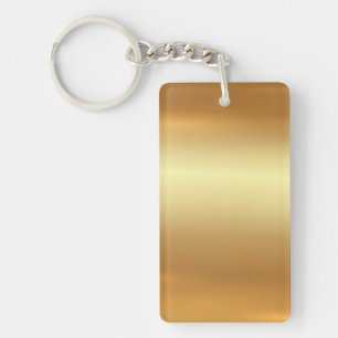 Elegant Gold Rectangle Template Single Sided Blank Keychain