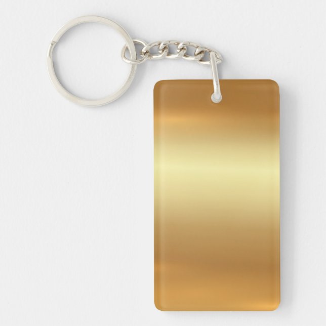 Elegant Gold Rectangle Template Single Sided Blank Keychain (Front)