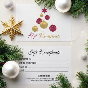 Elegant Gold Red Christmas Ornament Gift Card