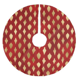 Elegant gold red cute ornaments festive Christmas Brushed Polyester Tree Skirt