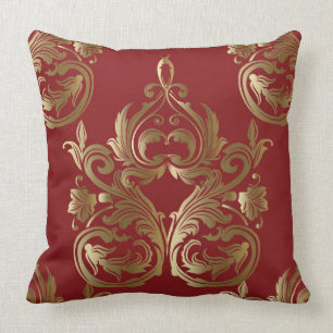 Elegant Gold Red Decorative Pillow