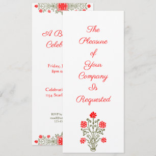 Elegant Gold & Red Floral Art Custom Invitations