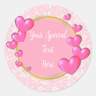 Elegant Gold, Red Heart Frame: for Every Occasion Classic Round Sticker