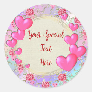 Elegant Gold, Red Heart Frame: for Every Occasion Classic Round Sticker