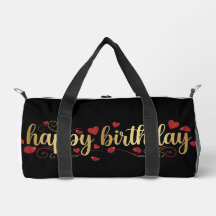 Elegant Gold & Red Heart Happy Birthday Romantic G