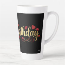 Elegant Gold & Red Heart Happy Birthday Romantic G