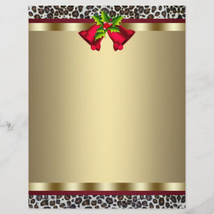 Elegant Gold Red Leopard Christmas Letterhead