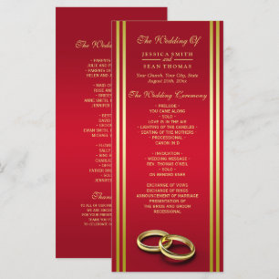 Elégant Gold & Red, Mariage Rings Programme de mar