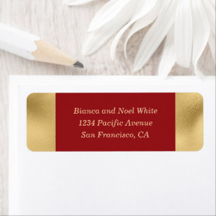Elegant Gold Red Return Address Labels