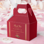 Elegant Gold & Red, Wedding Rings Wedding Favor Box<br><div class="desc">Elegant and romantic, sophisticated and modern decorative Thank You favor box for Weddings with a beautiful background of vibrant ruby red with gold border and a pair of stylish wedding rings, a pretty classy design for your special day. Ideal for Spring and Summer events but can be used for Fall/Autumn...</div>