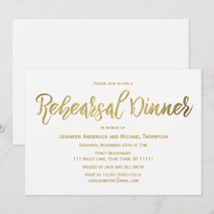 Elegant Gold Rehearsal Dinner Invitation