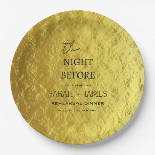 Elegant Gold Rehearsal Dinner The Night Before Paper Plate