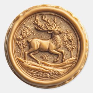 Elegant Gold Reindeer Christmas Holiday Classic Round Sticker