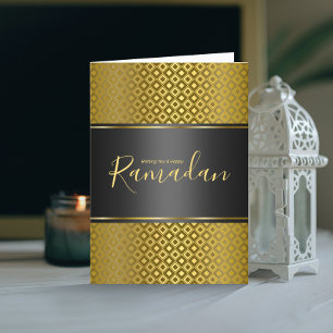Elegant Gold Rhombus Pattern Ramadan Greeting Card