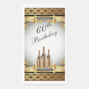 Elegant Gold Rim 60th Birthday Party  Napkin